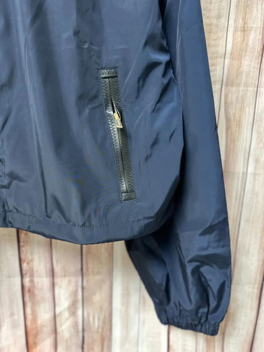 Miu Miu Navy Cropped Hooded Windbreaker Jacket M - Picture 4 of 8